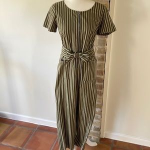 Uncle Frank Olive Pinstripe Jumpsuit